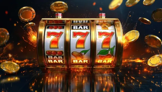 Winning spins on a vibrant slot machine with sparkling coins
